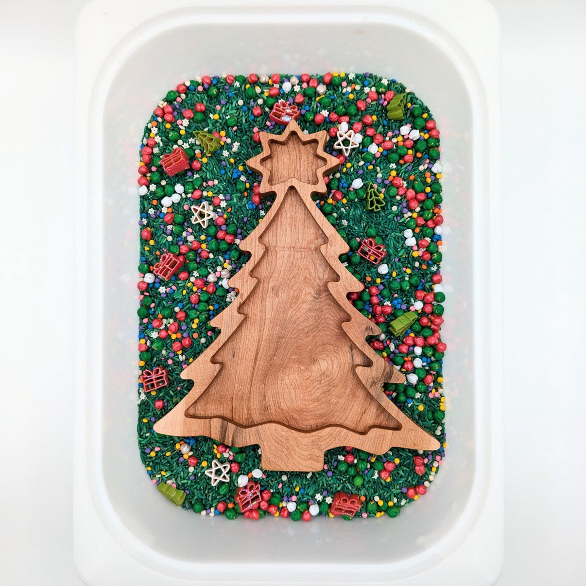 Christmas Tree Sensory Play Tray - Carved Together Co - 