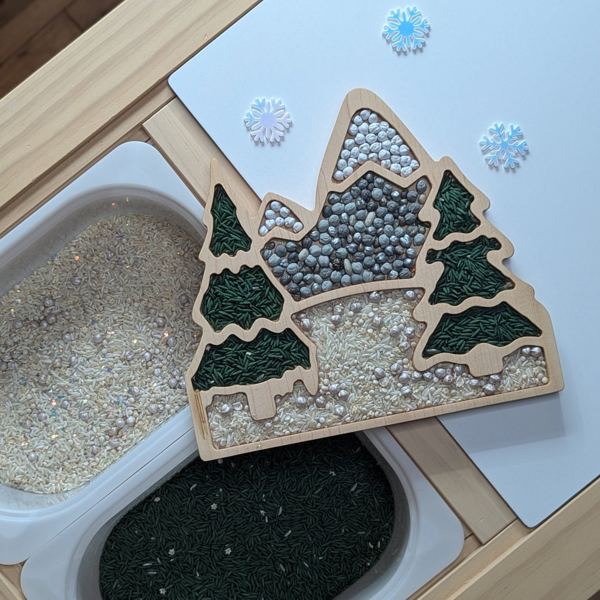 Evergreen Mountain Scene Sensory Play Tray - Carved Together Co - 
