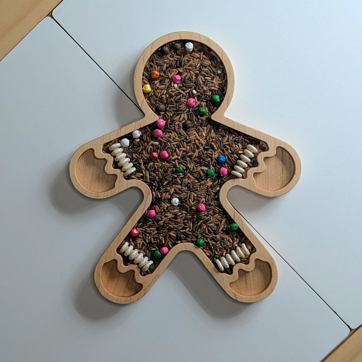 Gingerbread Man Sensory Play Tray - Carved Together Co - 