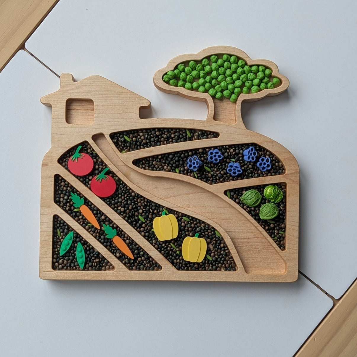 Home Garden Scene Sensory Play Tray - Carved Together Co - 