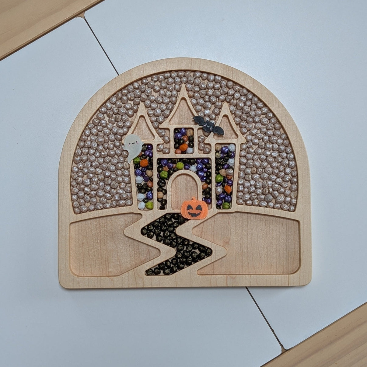 House on the Hill Scene Sensory Play Tray - Carved Together Co - 