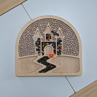 House on the Hill Scene Sensory Play Tray - Carved Together Co - 