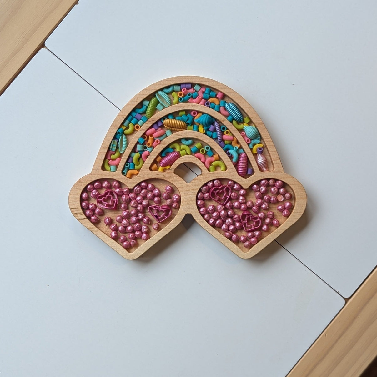 Rainbow Heart Sensory Play Tray - Carved Together Co - 