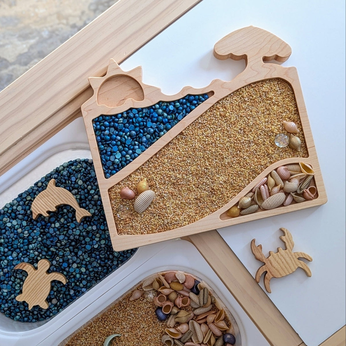 Seaside Beach Scene Sensory Play Tray - Carved Together Co - 