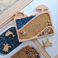 Seaside Beach Scene Sensory Play Tray - Carved Together Co - 