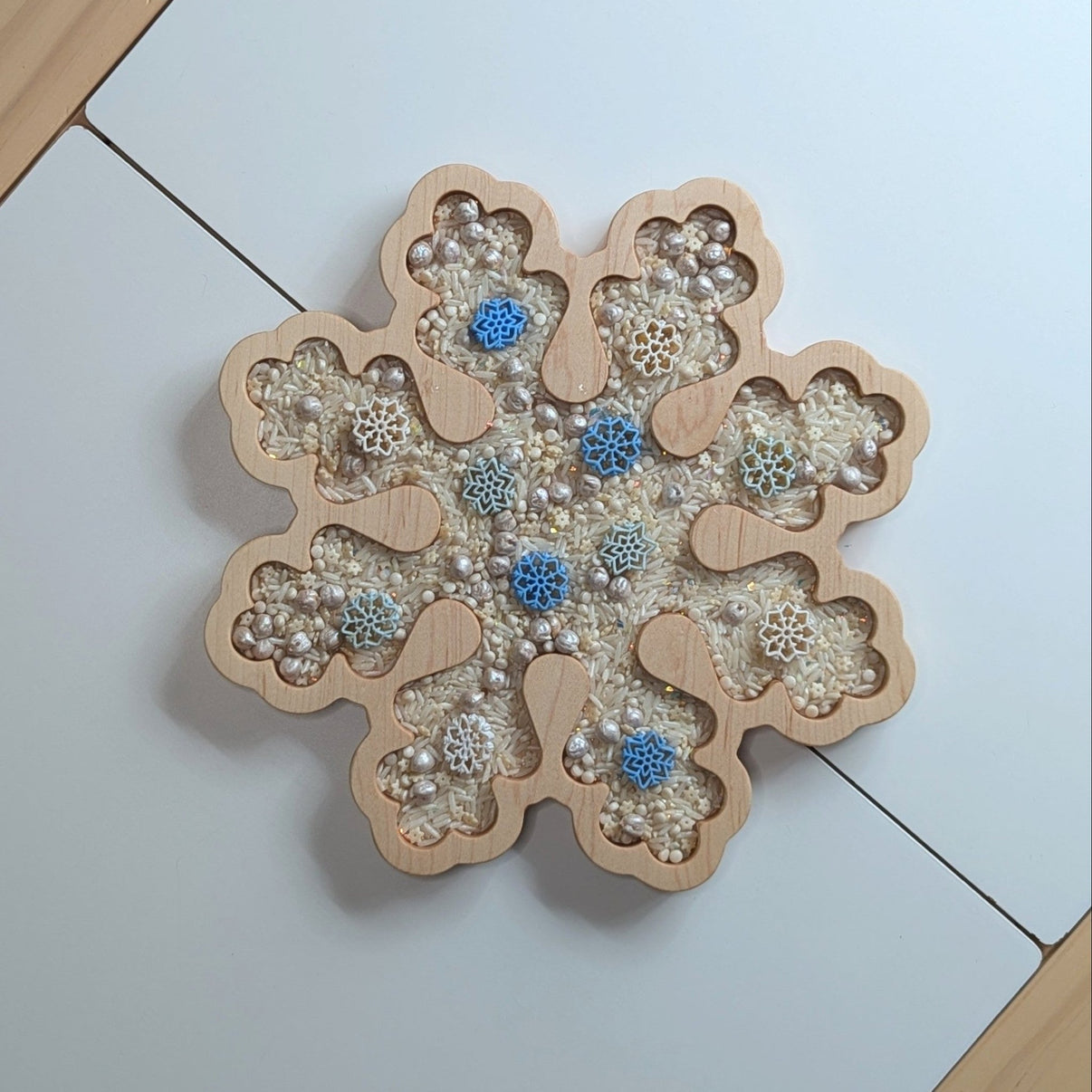 Snowflake Sensory Play Tray - Carved Together Co - 