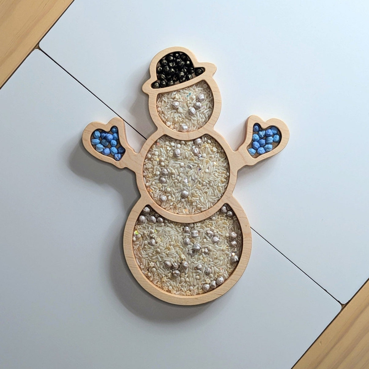 Snowman Sensory Play Tray - Carved Together Co - 