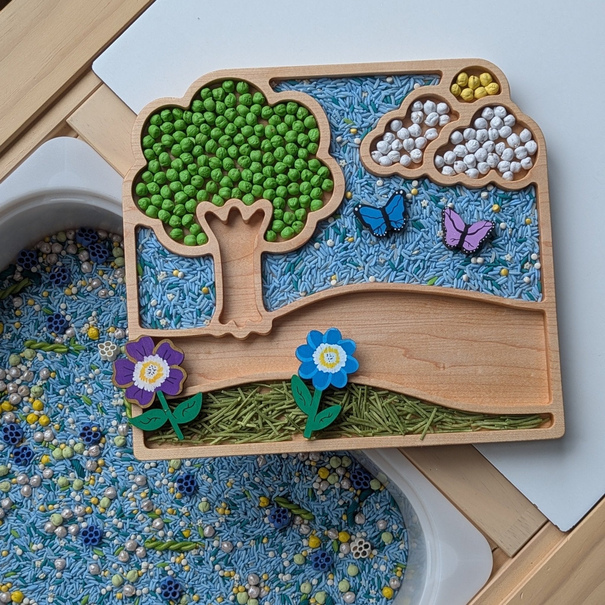 Spring Day Scene Sensory Play Tray - Carved Together Co - 