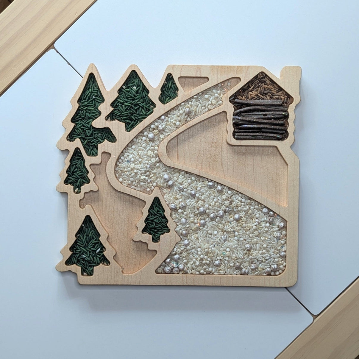 Woodland Cabin Scene Sensory Play Tray - Carved Together Co - 