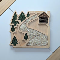 Woodland Cabin Scene Sensory Play Tray - Carved Together Co - 